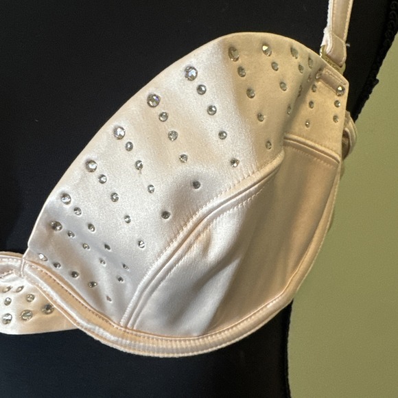 Honey Birdette‎ Crystal Champagne Bra Satin Rhinestone NWOT Size 36D - Picture 4 of 7